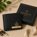 Personalized black men's wallet with custom name