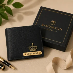 Personalized black men's wallet with custom name