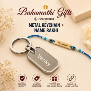 Personalized blue bead name Rakhi for brother