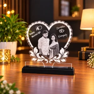 Personalized Couple Photo LED Acrylic Lamp | Custom Anniversary & Wedding Gift