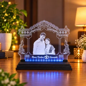 Personalized Couple Photo LED Acrylic Lamp | Custom Anniversary Gift