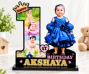 Personalized 1st birthday photo collage standee with baby's name and photos