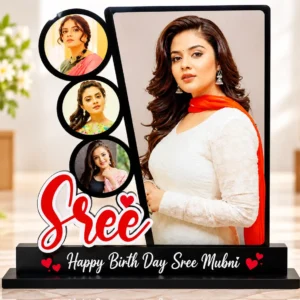Personalized birthday acrylic photo frame with photo collage and name