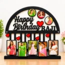 Personalized happy birthday photo frame with custom name and photos