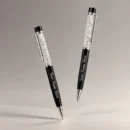 Personalized black and silver name pen with custom text