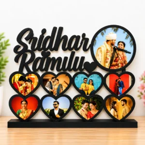 Personalized couple photo frame with custom names and multiple photos