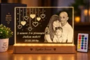 Personalized family photo LED lamp with custom message and illuminated acrylic design