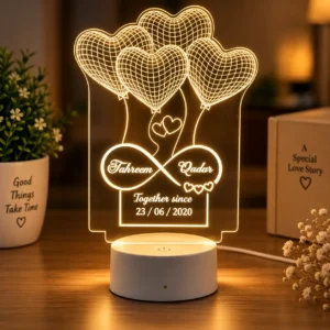 Personalized Heart Balloon Couple LED Night Lamp