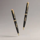 Personalized name engraved black and gold metal pen