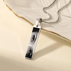 Personalized photo bar necklace with custom photo pendant