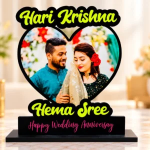 Personalized wedding anniversary acrylic photo frame with couple names