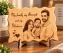 Personalized wooden family photo frame with engraved family portrait