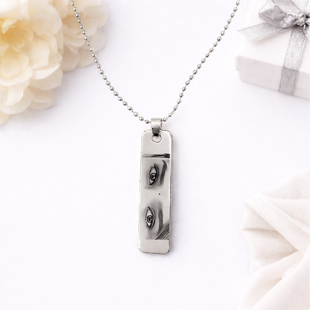 Personalized Photo Bar Necklace | Custom Photo Pendant - Image 2