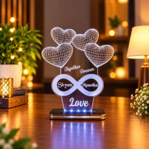 Personalized Heart Balloon Couple LED Night Lamp | Custom Names & Date
