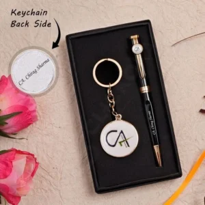 Personalized pen and keychain gift set with custom name