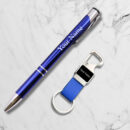 Blue Personalized Pen & Keychain Gift Set
