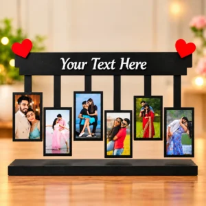 Personalized 5 photo hanging frame with custom text