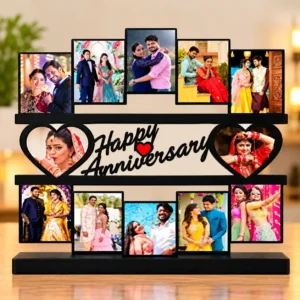Personalized anniversary photo collage with couple pictures and Happy Anniversary design