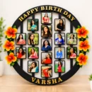 Personalized birthday photo collage frame with name and multiple photos