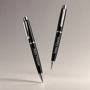 Personalized black ballpoint pen with name