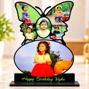 Personalized butterfly photo frame for kids with birthday photos