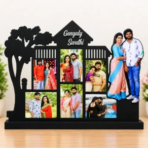Personalized couple photo collage frame with custom names and photos