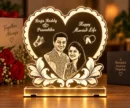 Personalized couple photo LED lamp with custom names and message