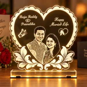 Personalized couple photo LED lamp with custom names and message