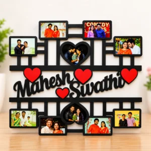 Personalized family photo collage with custom name and multiple family photos