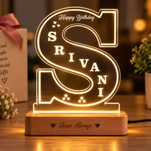 Personalized LED birthday lamp with custom name and birthday message