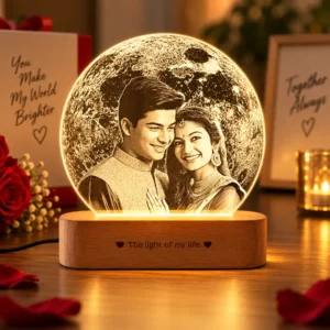 Personalized moon photo LED lamp with custom couple picture