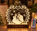 Personalized peacock couple photo LED lamp with custom names
