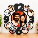 Personalized photo wall clock with multiple photo frames