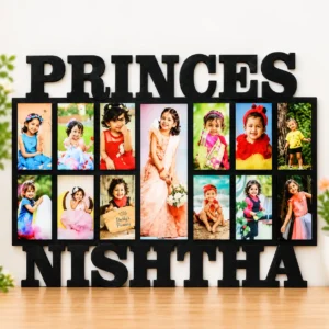Personalized princess photo collage frame with name for girls