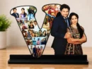 Personalized V shape couple photo collage gift