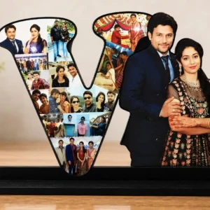 Personalized V shape couple photo collage gift