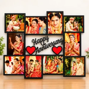 Personalized wedding anniversary photo collage frame with wedding memories