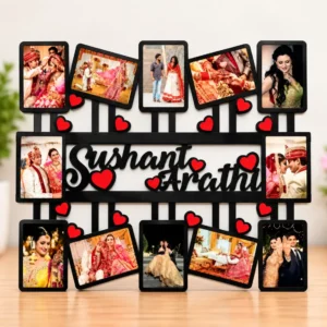 Personalized wedding photo collage with couple names and wedding photos