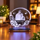 Personalized best couple acrylic LED lamp with couple photo, peacock artwork and heart design