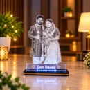 Personalized couple photo acrylic LED lamp with an illuminated portrait and Love Forever text