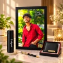 Personalized 20x30 inch glitter waterproof photo frame with premium wallet pen and bottle gift combo