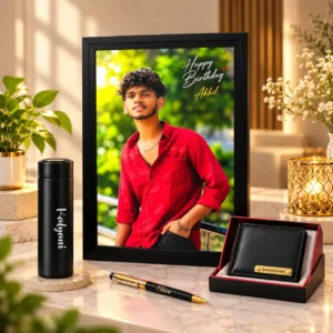 Personalized 20x30 inch glitter waterproof photo frame with premium wallet pen and bottle gift combo
