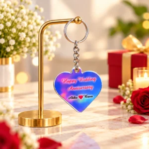 Personalized heart shape keychain with custom anniversary message