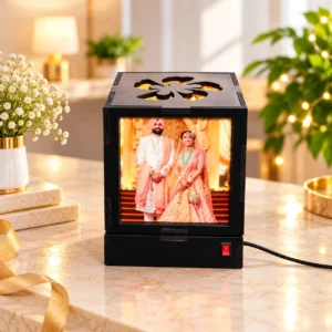 Personalized LED photo cube lamp with custom wedding photo