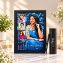 Personalized photo calendar frame with name bottle and engraved pen gift combo
