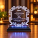 Personalized couple photo acrylic LED lamp with an illuminated portrait and Love Forever text